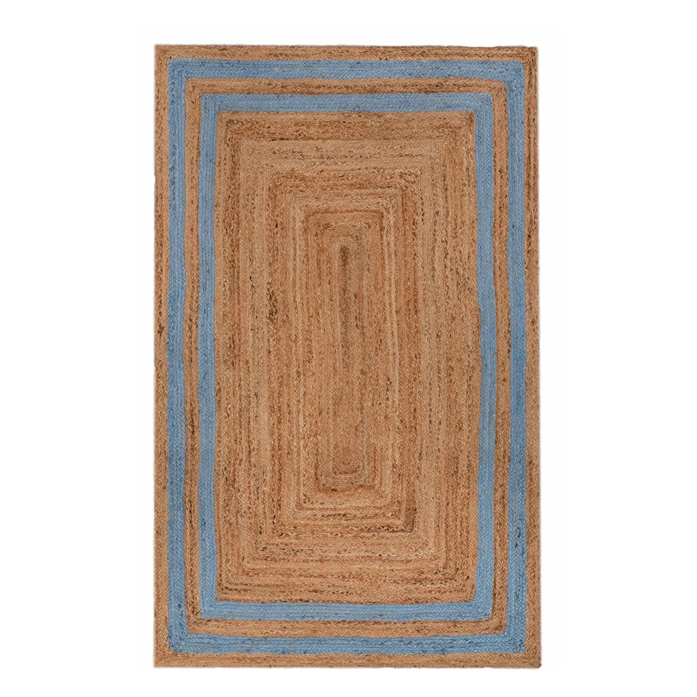 Rectangle Jute with Classic Blue Border - Milagro Collective