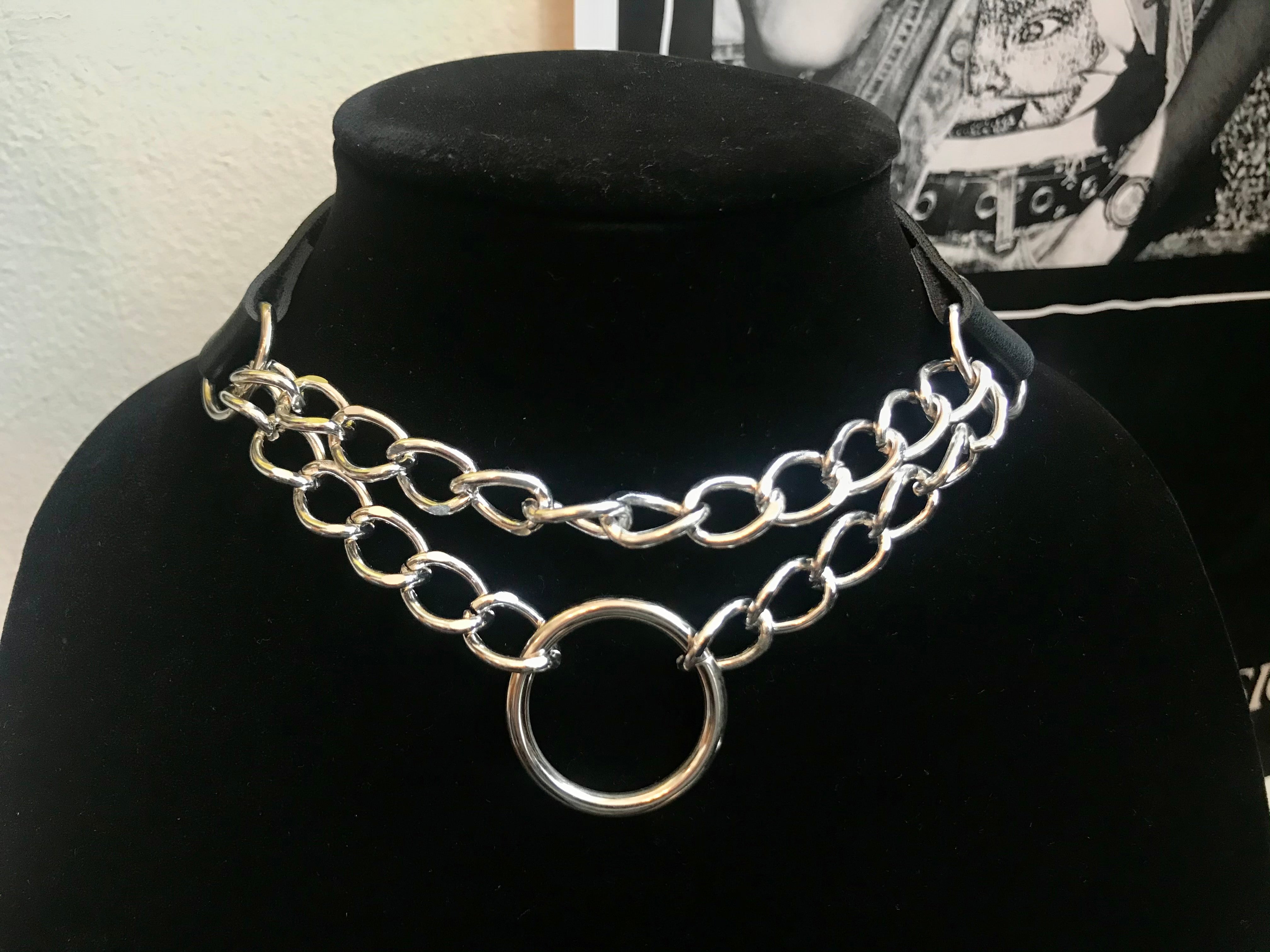 Vegan Leather Double Chain O Ring Choker Shop Saturn Return