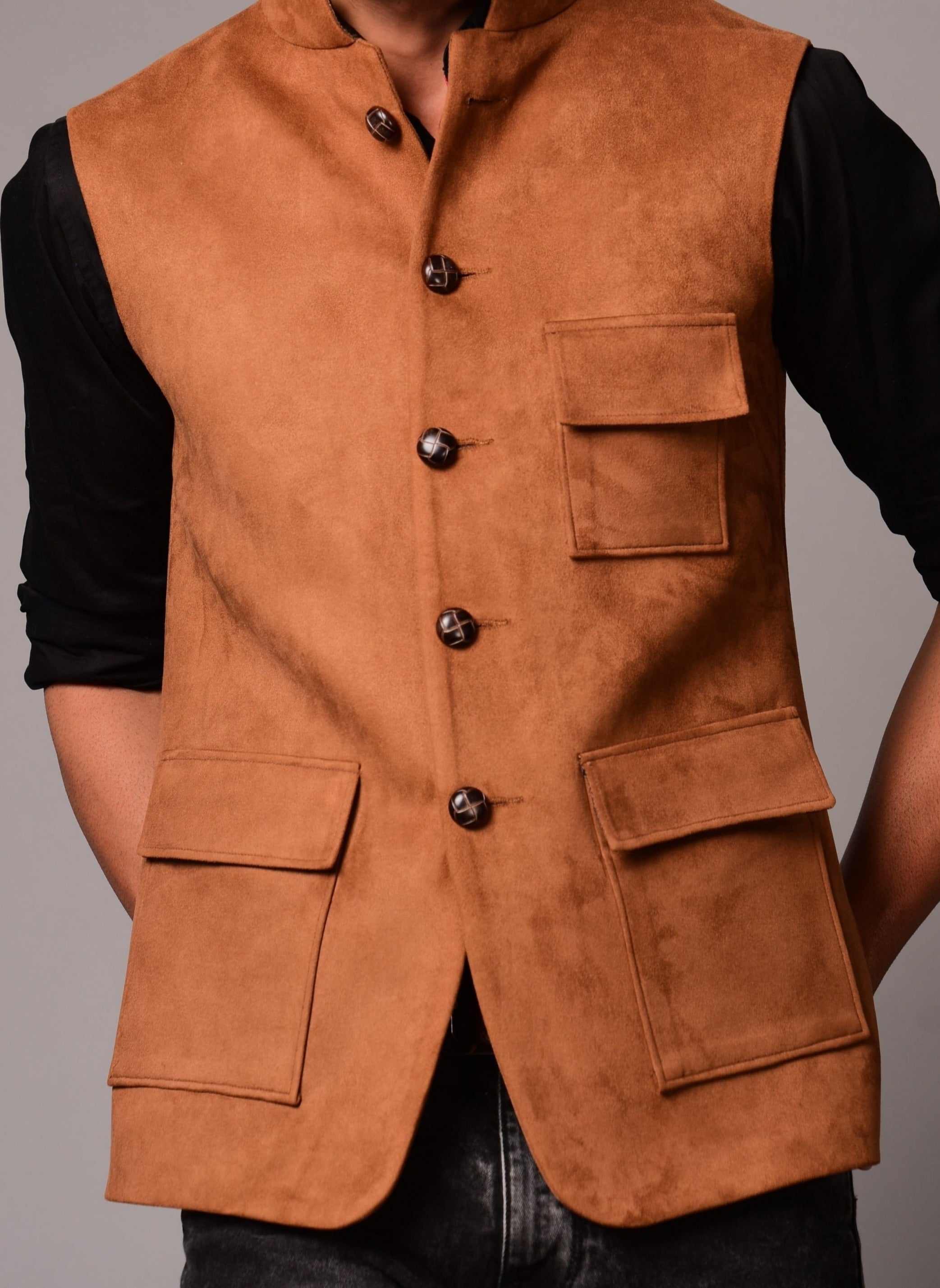 brown half jacket