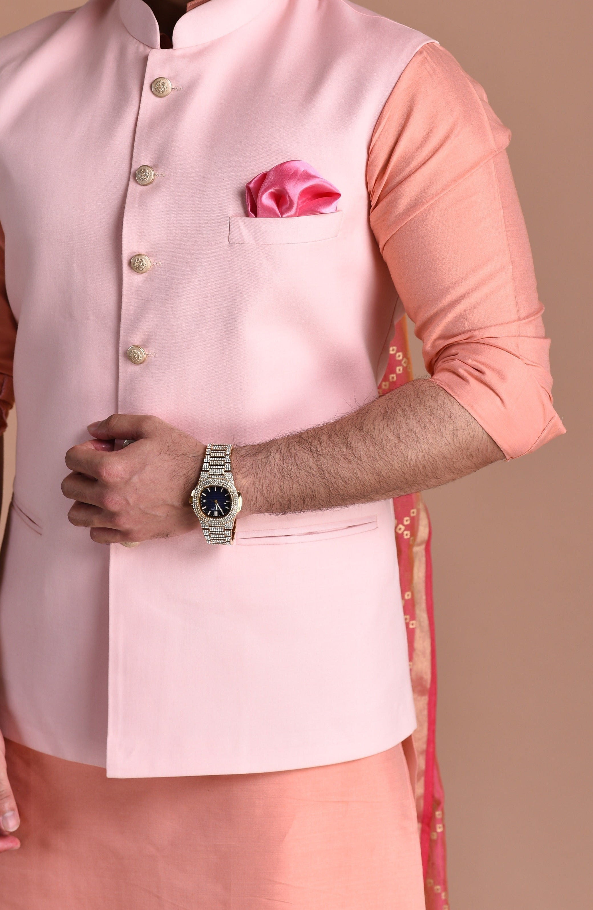 Buy online Pink Solid Linen Nehru Jacket from Jackets for Men by Ethnic  Cotler for ₹1899 at 64% off | 2024 Limeroad.com