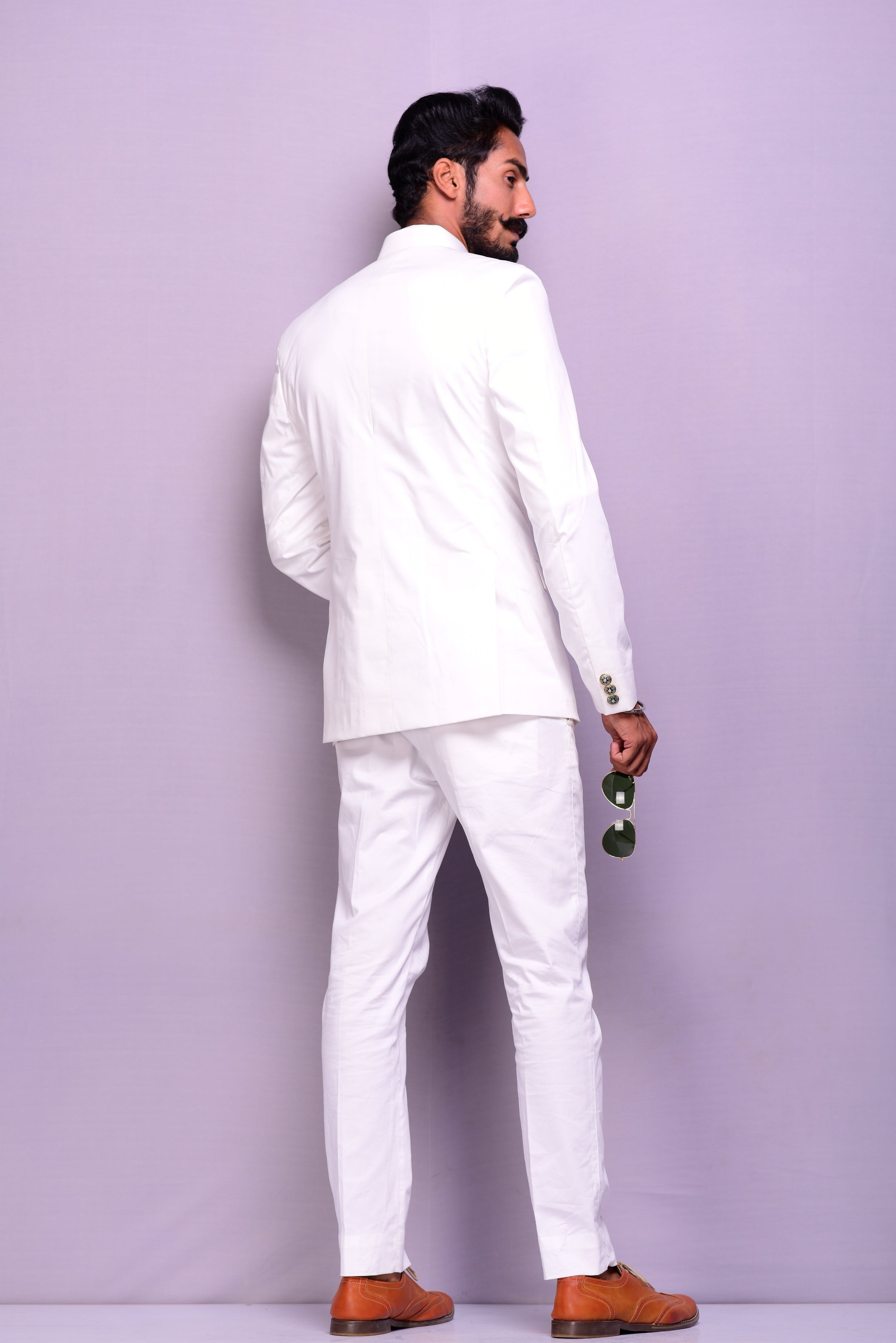 White Designer Bandhgala Jodhpuri Suit 