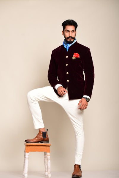 wine colour jodhpuri suit