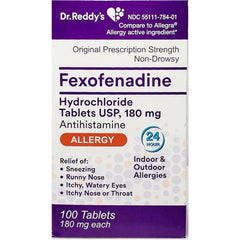 allergy relief from allergy medications image of dr reddys fexofenadine allergy relief of sneezing runny nose itchy watery eyes itcy nose or throat 24 hour indoor and outdoor allergies 100 tablets 180mg each original prescription strength non-drowsy
