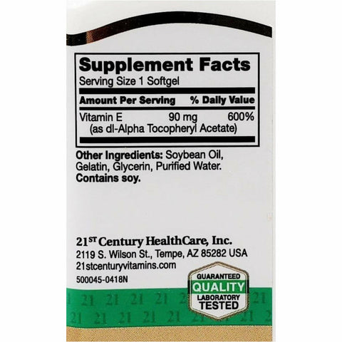 21st Century Vitamin E 200 IU, 90 mg 110 Softgels (1 Pack) – Hargraves ...