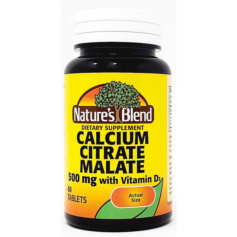 Calcium Citrate Malate 500 mg w/ Vitamin D3, 60 Tablets by Nature's Blend
