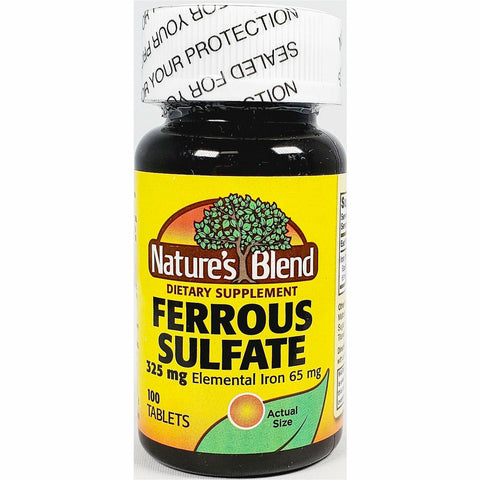 Nature's Blend Ferrous Sulfate, 325 mg 100 Tablets