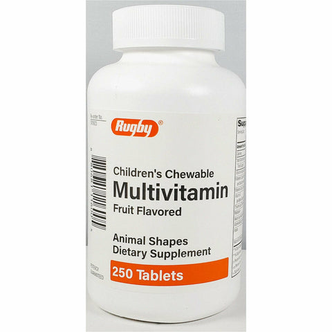 Children's Chewable Multivitamin, (Animal Shapes) 250 Tablets by Rugby