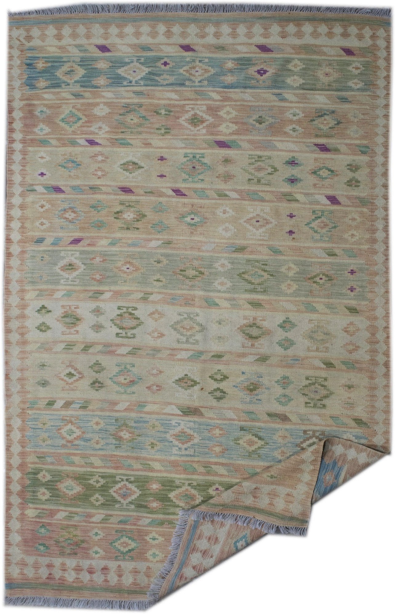 Handmade Afghan Maimana Kilim | 270 x 148 cm | 8'8" x 4'8"