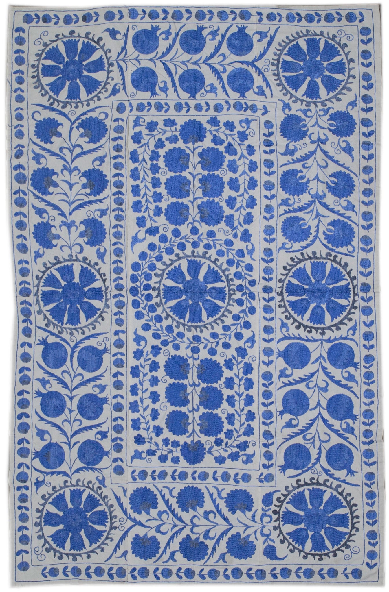 Handmade Viscose Silk Uzbek Suzani | 213 x 131 cm