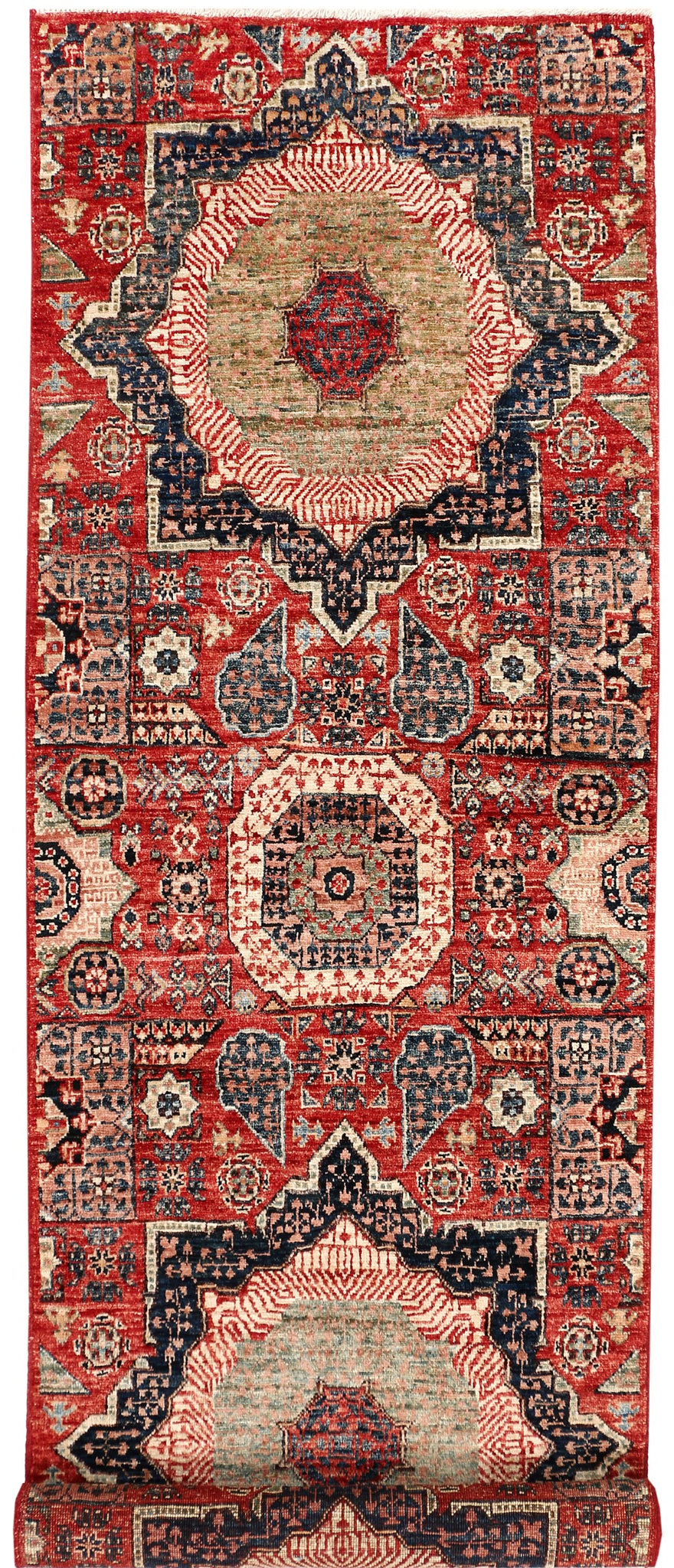 Handmade Traditional Afghan Mamluk Hallway Runner | 252 x 75 cm | 8'2" x 2'4"