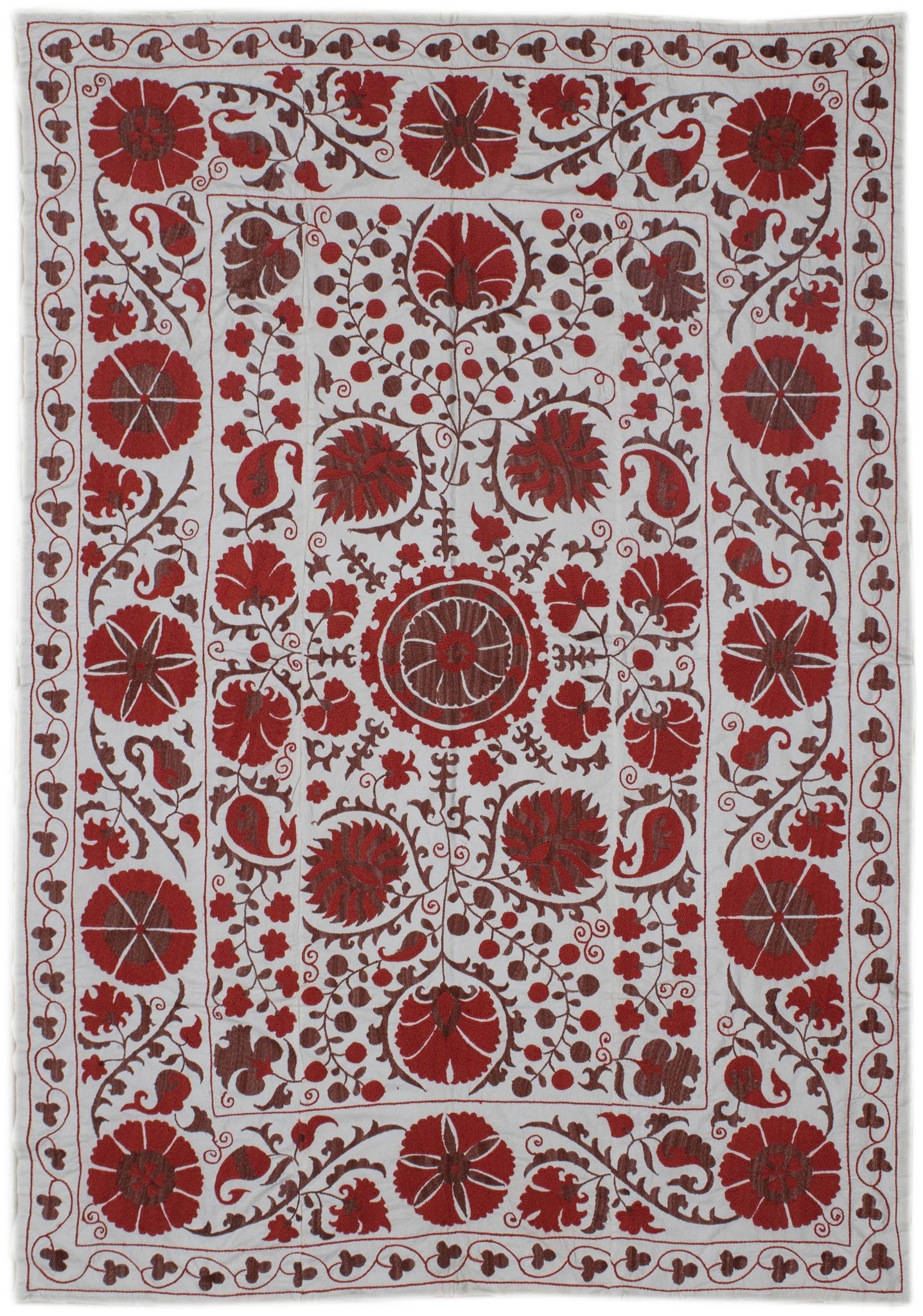 Handmade Viscose Silk Uzbek Suzani | 203 x 145 cm
