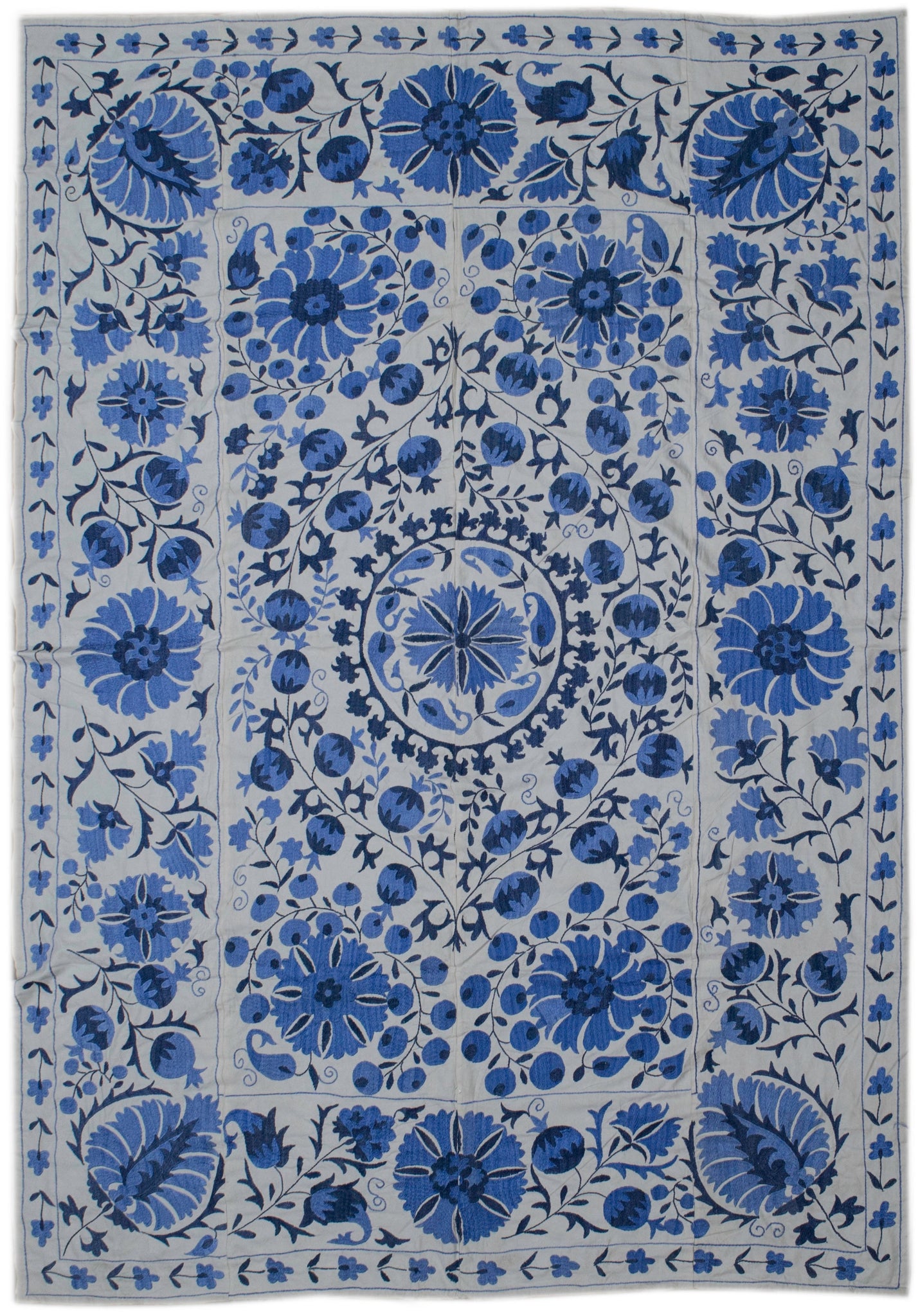 Handmade Viscose Silk Uzbek Suzani | 237 x 175 cm