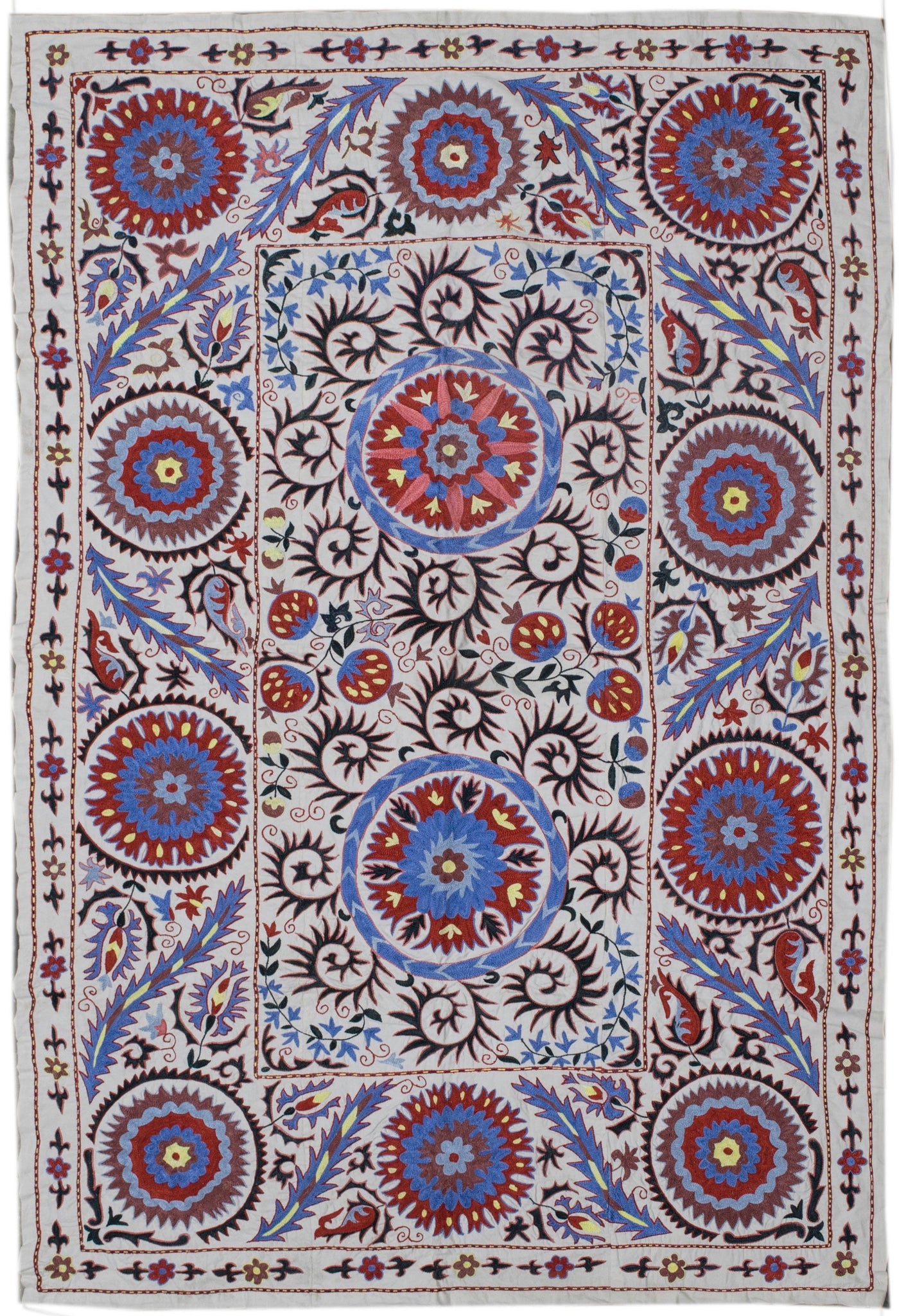 Handmade Viscose Silk Uzbek Suzani | 200 x 131 cm