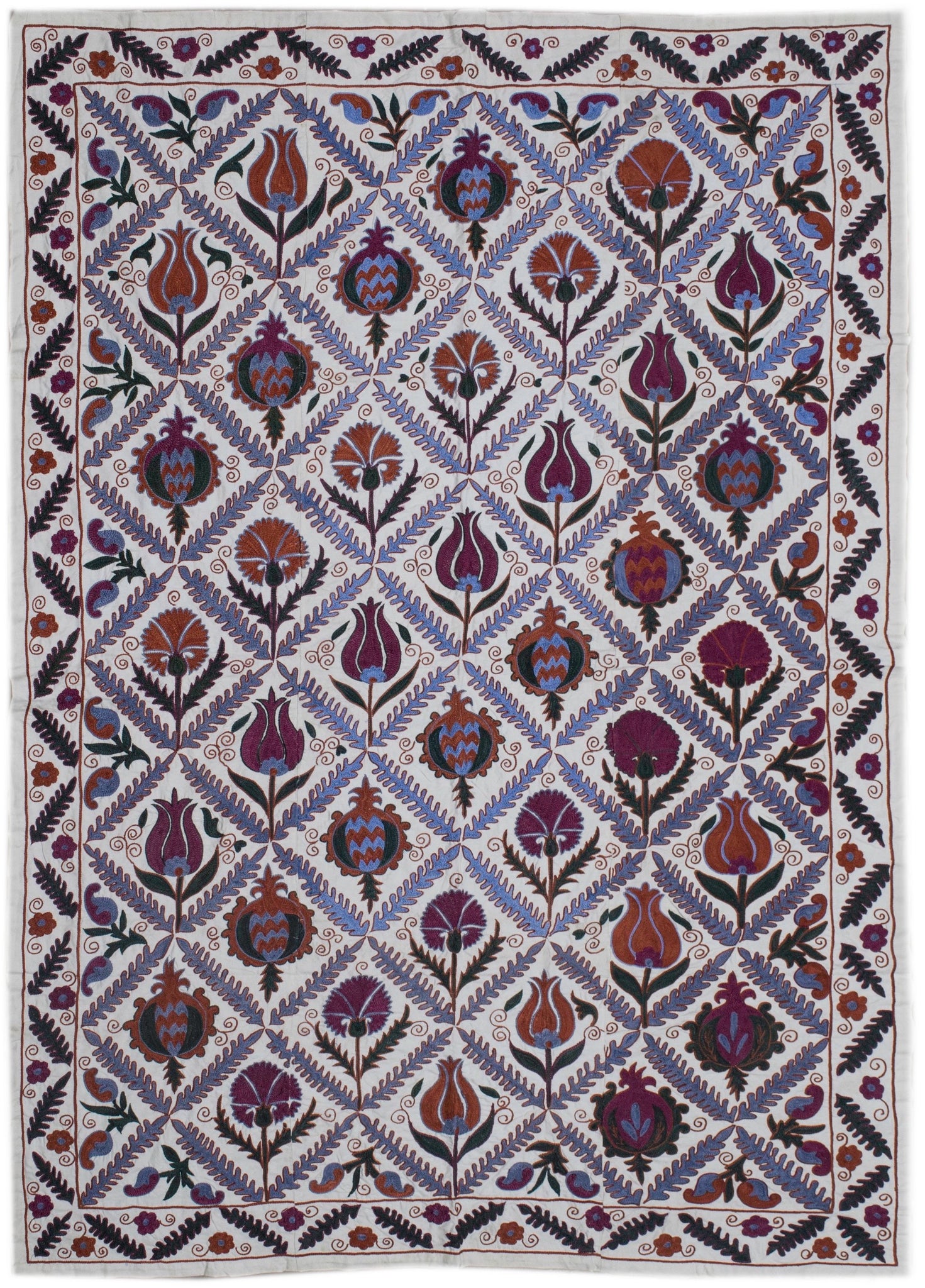 Handmade Viscose Silk Uzbek Suzani | 200 x 138 cm