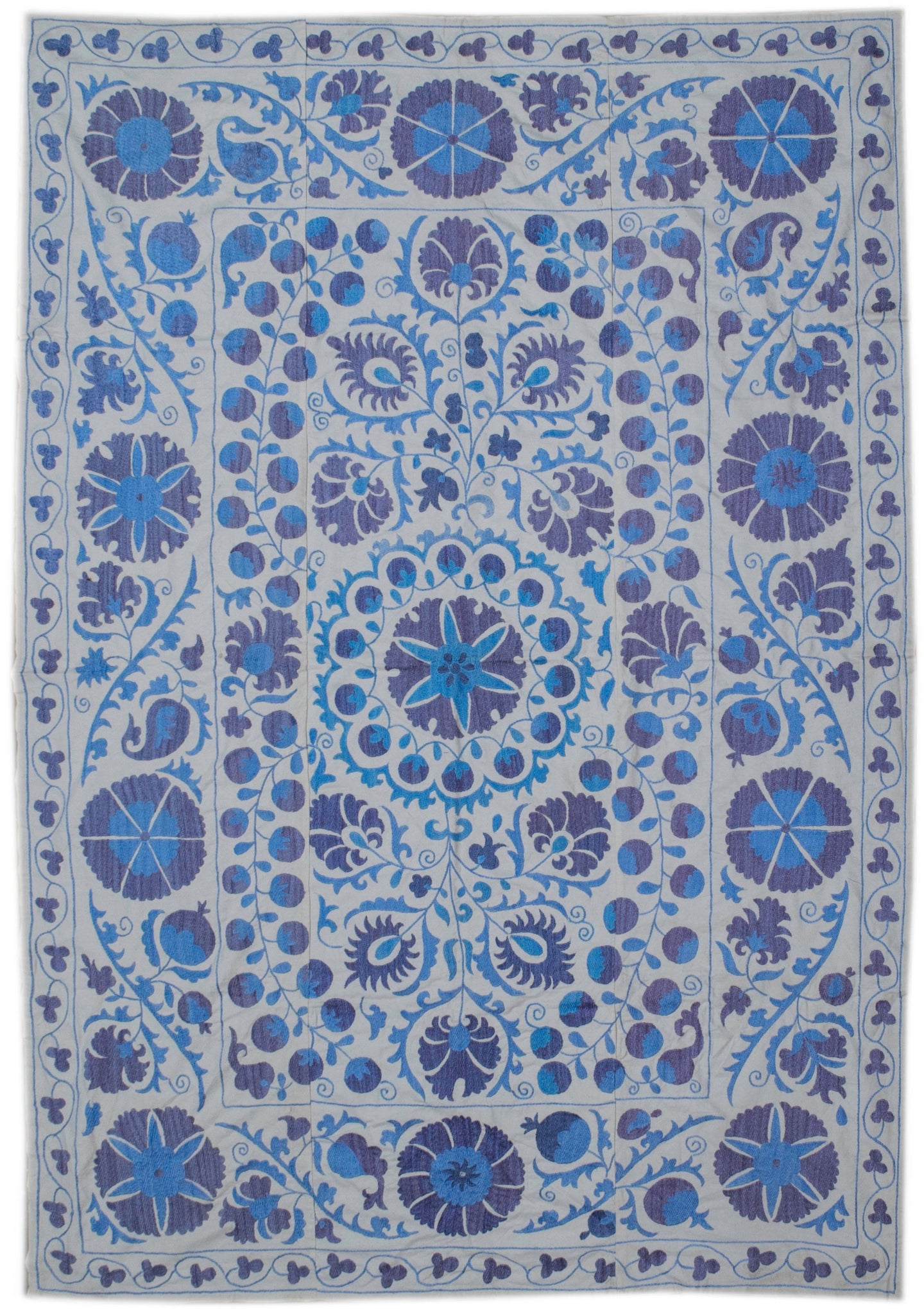 Handmade Viscose Silk Uzbek Suzani | 204 x 130 cm