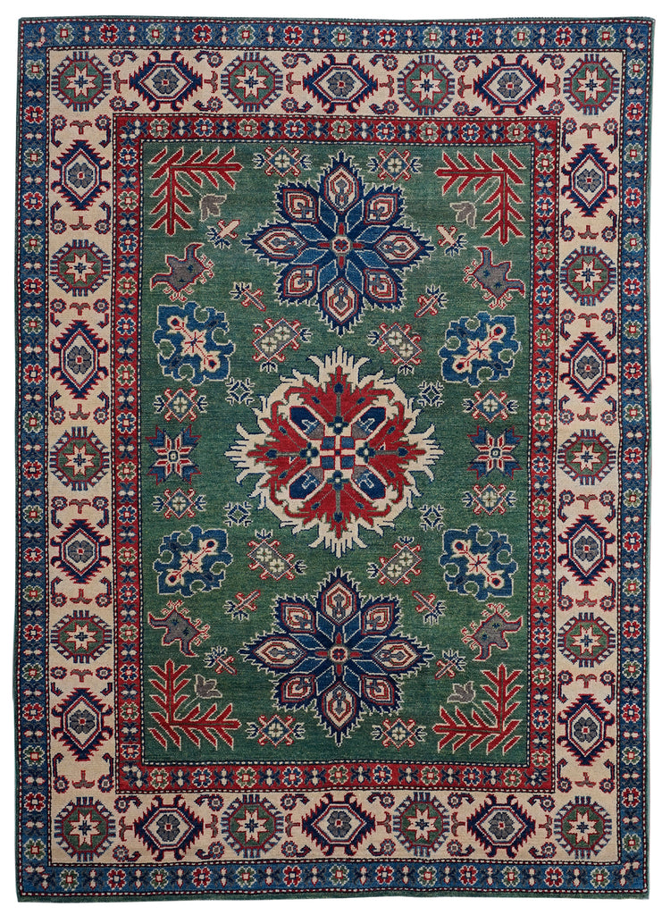 Handmade Afghan Kazakh Rug | 208 x 153 cm | 6'8" x 5'