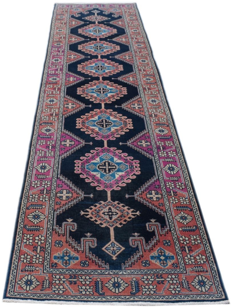 Handmade Vintage Persian Hallway Runner | 337 x 88 cm | 11'1" x 2'11"