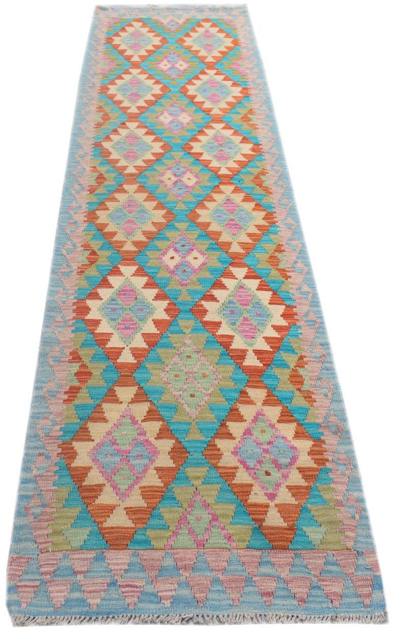 Handmade Afghan Maimana Kilim Hallway Runner | 296 x 72 cm | 9'9" x 2'4"