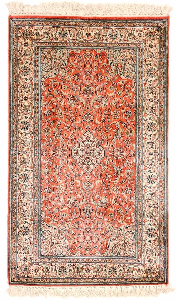 Handmade Mini Kashmiri Silk Rug | 99 x 58 cm | 3'2" x 1'9"