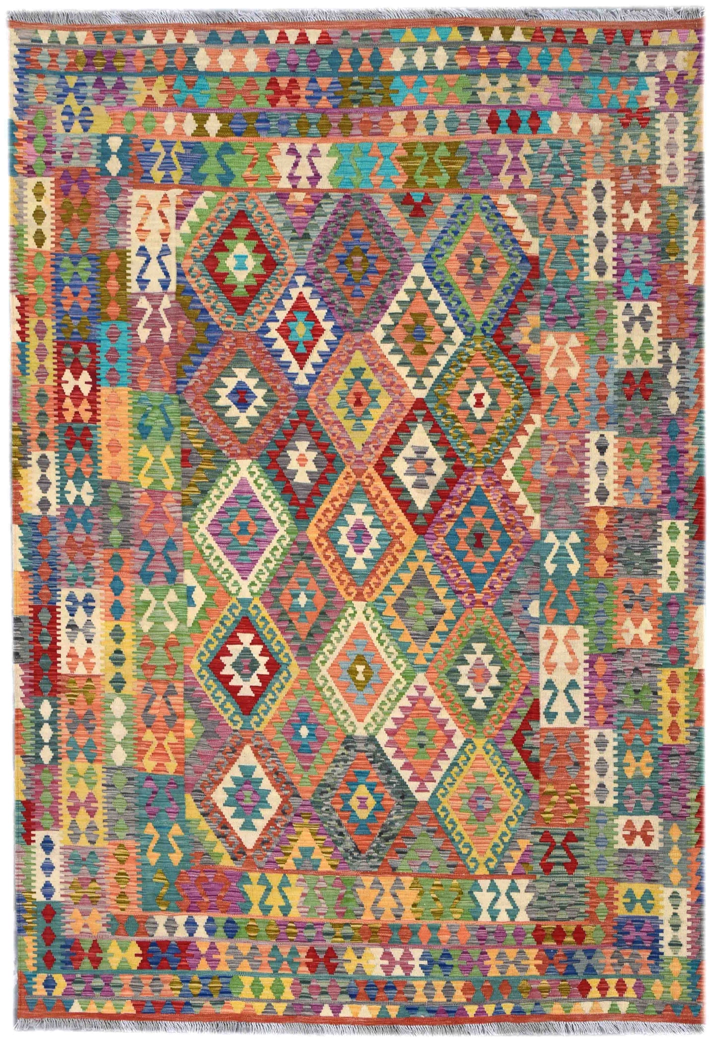 Handmade Afghan Maimana Kilim | 288 x 203 cm | 9'4" x 6'6"