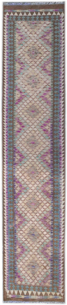 Handmade Tribal Kilim Hallway Runner | 392 x 82 cm | 12'8" x 2'6"