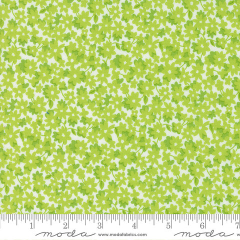 black canvas fabric Japan white green flowers round bloom heads Fabric by  Japanese Indie - modeS4u