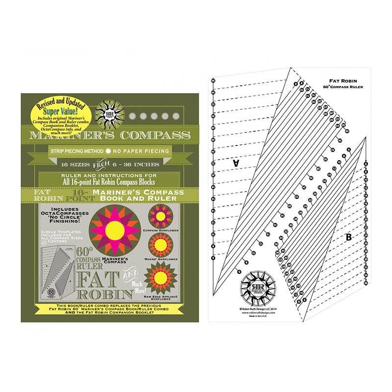 Fat Robin 16 Point Mariner's Compass Book and Ruler Combo