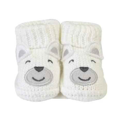 white newborn booties