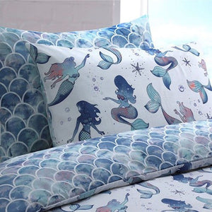 Mermaid Duvet And Pillowcase Set Blue Bedtique