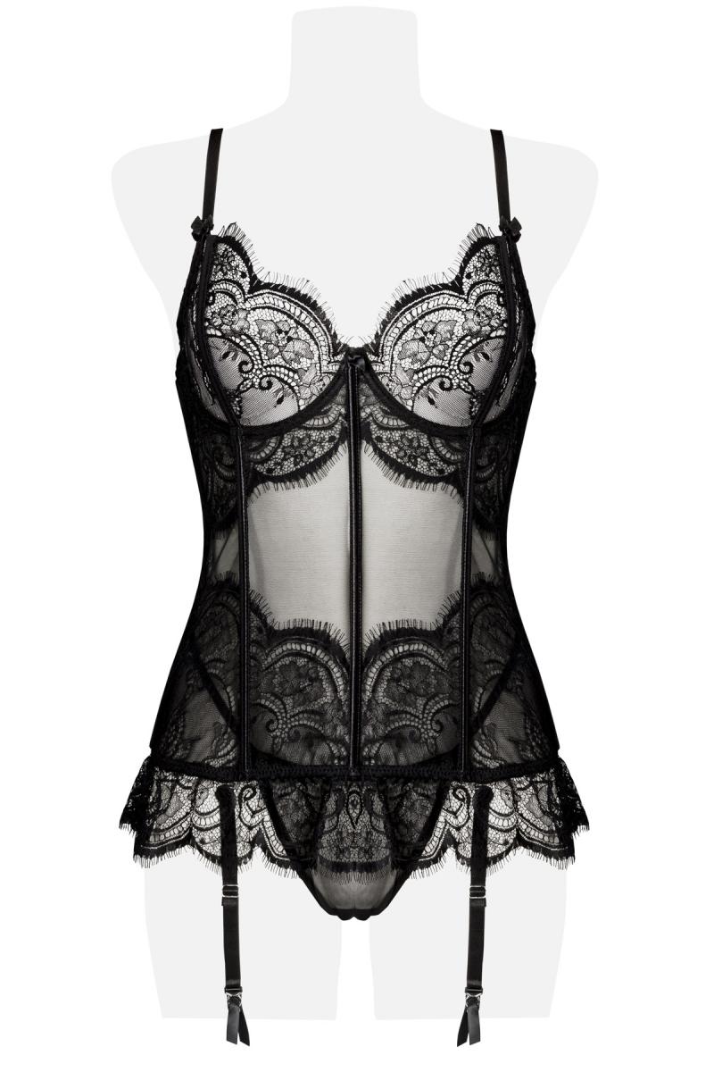 Grey Velvet Black Lace Corset