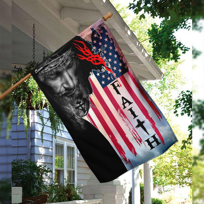 Faith Jesus Christ American Flag | Garden Flag | Double Sided House Flag