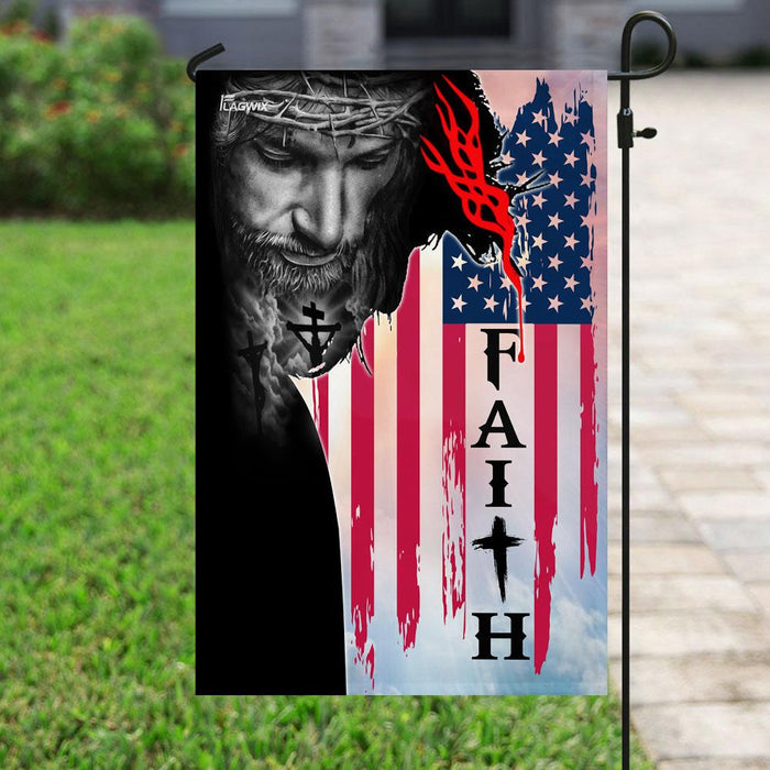 Faith Jesus Christ American Flag | Garden Flag | Double Sided House Flag