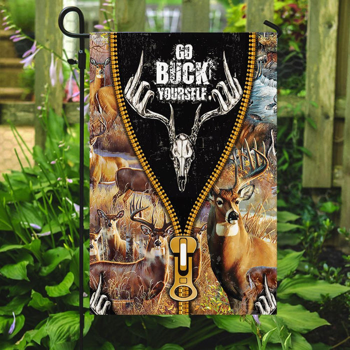 Deer Hunting Go Buck Yourself Flag | Garden Flag | Double Sided House Flag