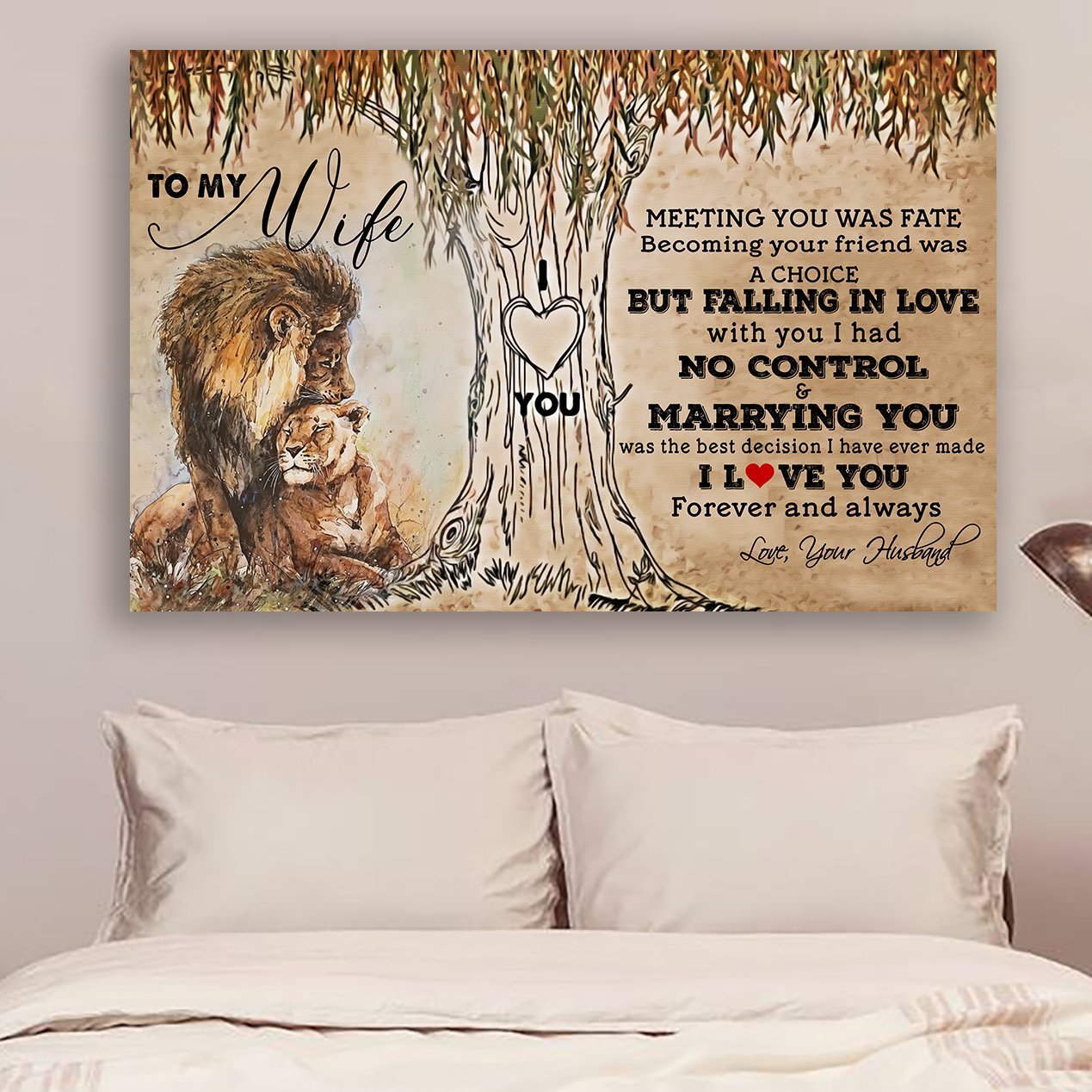 Lion Canvas and Poster Husband to wife Meeting you was fate wall decor visual art 1598332155736.jpg
