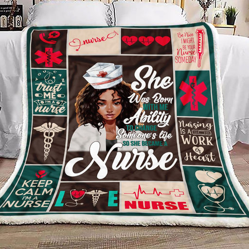 Black Nurse Fleece Blanket | Gift for Wife