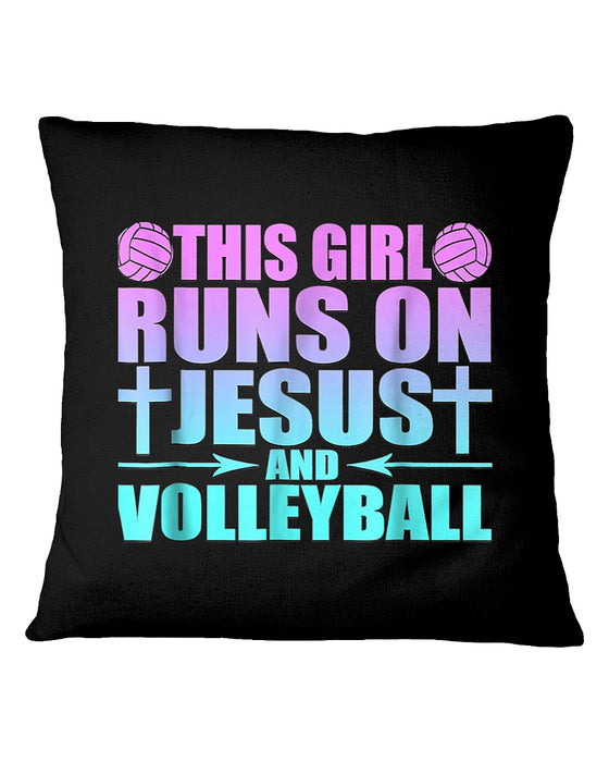 This Girl Runs On Jesus And Volleyball Pillowcase