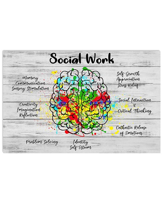 Social Worker The Atlas Of Brain Horizontal Canvas And Poster | Wall Decor Visual Art