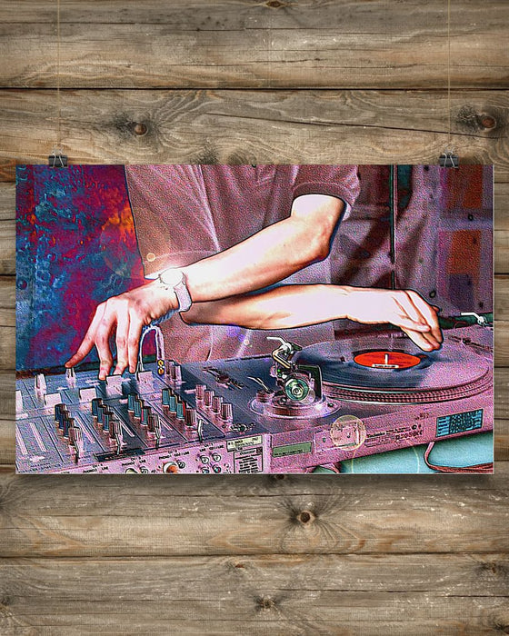 DJ Spinning Horizontal Canvas And Poster | Wall Decor Visual Art