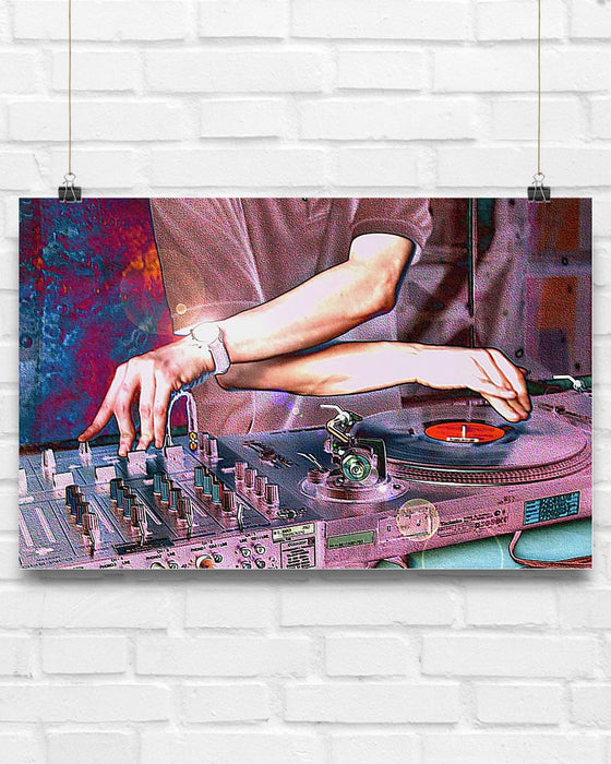 DJ Spinning Horizontal Canvas And Poster | Wall Decor Visual Art