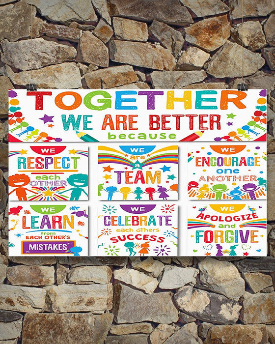 Together We Are Better Teacher Horizontal Canvas And Poster | Wall Decor Visual Art