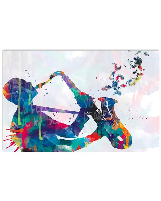 Saxophone Man Watercolor Art Horizontal Canvas And Poster | Wall Decor Visual Art