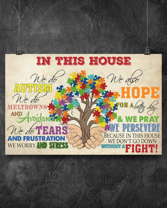 Autism In This House Horizontal Canvas And Poster | Wall Decor Visual Art