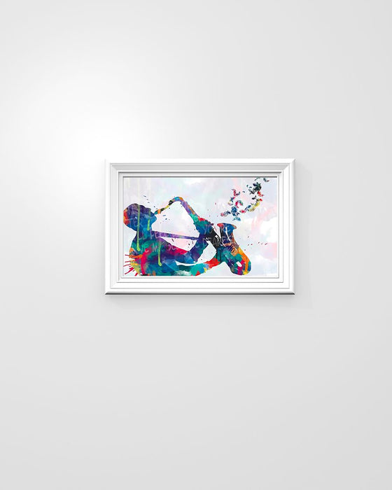 Saxophone Man Watercolor Art Horizontal Canvas And Poster | Wall Decor Visual Art