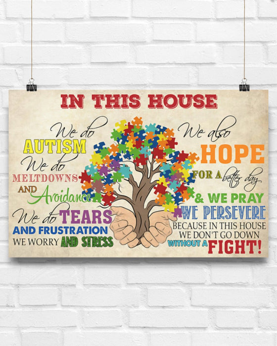 Autism In This House Horizontal Canvas And Poster | Wall Decor Visual Art