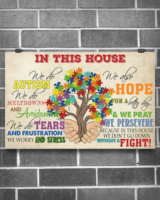 Autism In This House Horizontal Canvas And Poster | Wall Decor Visual Art