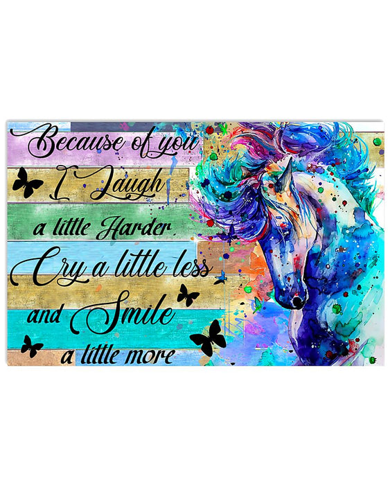 Horse Girl - Because Of You I Smile A Little More Horizontal Canvas And Poster | Wall Decor Visual Art