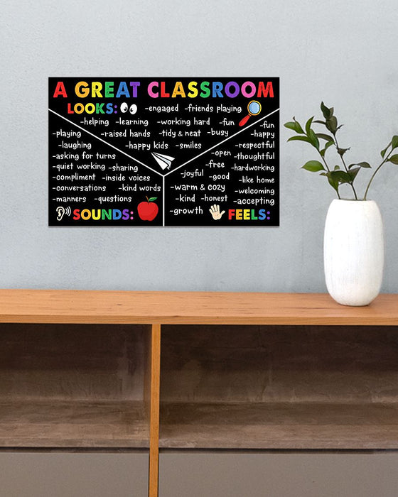 Teacher A Great Classroom Looks Horizontal Canvas And Poster | Wall Decor Visual Art