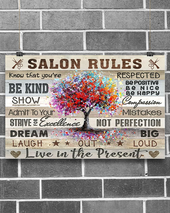 Hair Salon Rules Hairdresser Horizontal Canvas And Poster | Wall Decor Visual Art