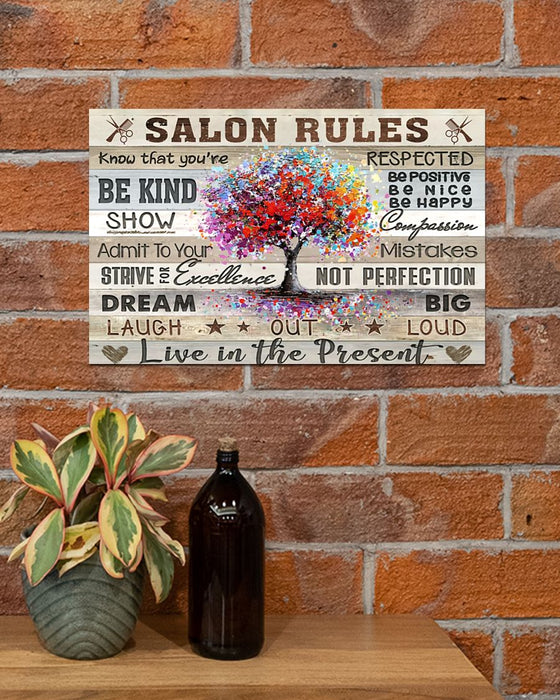 Hair Salon Rules Hairdresser Horizontal Canvas And Poster | Wall Decor Visual Art