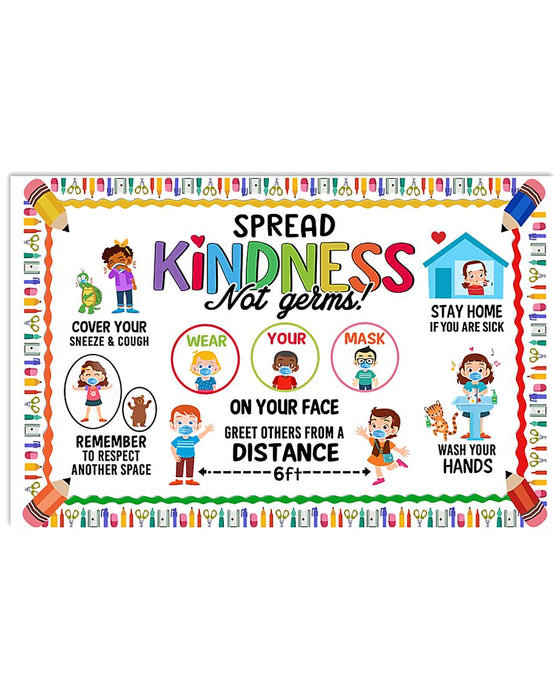 Teacher Spread Kindness Not Germs Horizontal Canvas And Poster | Wall Decor Visual Art